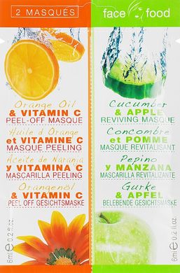 Маска-пленка Face Food Orange & Vitamin C Cucumber & Apple 7th Heaven 2*6 мл