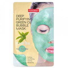 Очищающая пенящаяся маска "Зеленый чай" Deep Purifying Green O2 Bubble Mask Green Tea Purederm 25 г