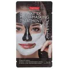 Мультимаска-пленка для лица черная+белая Galaxy Multi Masking Treatment "Black&White" Purederm 2*6 г
