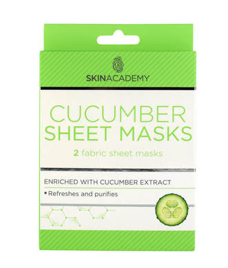 Маска для обличчя з екстрактом огірка Skin Academy Cucumber Sheet Masks Refreshes and Purifies 2 шт