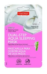 Маска нічна двоступенева для глибокого зволоження і живлення пептиди + бамбук (гель + нічна маска) Dual-step Aqua Sleeping Mask "Peptides & Bamboo" Purederm 3 г х 10 г